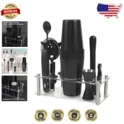 Professional Boston Bartender Kit - Matte Black Stainless Steel Cocktail Set