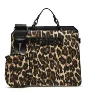NWT STEVE MADDEN Bevelyn LEOPARD SATCHEL CROSSBODY BAG Black RHINESTONE TIKTOK