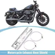 Motorcycle Exhaust Pipe Heat Shield for Harley with 90-110mm Clamps Silver Tone