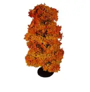 Miniature Orange Fall Autumn Tree or Bush 8" Tall on Base Model Scenery Railroad