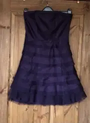 Next purple silk layered ruffle net short strapless dress, 8 BNWT *please read