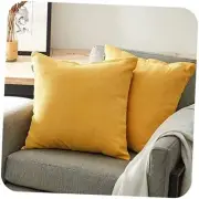 Yellow Decorative Throw Pillow Covers Soft Chenille Large Pillowcase Solid
