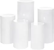 5PCS Wedding Round Plinth Cylinder Pedestal Flower Cake Display Stand with Balloon White Organza (The highest column is 90cm)