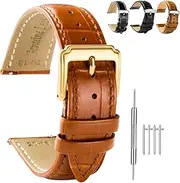 [Spolife] Leather Watch Straps for Men, Genuine Leather Watch Straps With Stainless Buckle,Quick Release Watch Strap, Replacement Watchbands 16mm 18mm 19mm 20mm 22mm(Watch Strap Pins,Watch Strap Tool)