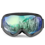Double Layer Ski Goggles OTG Anti-fog UV Protection Snowboard Goggles-SandBlack/Green