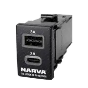Narva 12 Volt LED Illuminated Dual USB & USB-C Port - OE Style for Isuzu