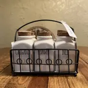 Rae Dunn White Ceramic Spice Herb Jars Set Of 6 with Metal Rack