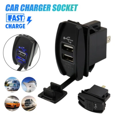 WATERPROOF 12V-24V 3.1A Dual LED USB Car Auto Power Supply Charger Port Socket (for: Renault)