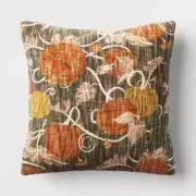 Threshold Printed Pumpkin Square Throw Pillow 18" Green