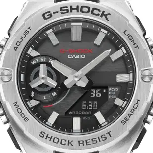 【CASIO 卡西歐】G-SHOCK 太陽能 碳核心防護藍牙雙顯手錶(GST-B500D-1A)