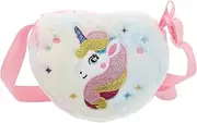 [FOMIYES] Girls Plush Unicorn Bag Heart Shape Crossbody Purse Soft Material Large Capacity for Boys and Girls