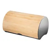 Oggi Bread Bin/Box w/Bamboo Lid Kitchen Storage Container Stainless Seel/Black
