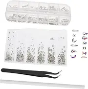 3D Flatback Ab Crystal Rhinestones Kit 120-piece Set Multi Shapes Nail Gems for Nail Art Dec