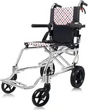 Wheelchair Portable Travel Wheelchair, Folding Aluminum Alloy Wheelchair, Simple Ultra-Light Transport Wheelchair,Breathable Oxford Featherweight Wheelchair (Color : Pink)