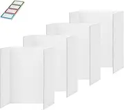 Roarrter 4 Pcs Trifold Poster Board, White Poster Board Comes with Sticky Accessories, Corrugate Presentation Boards M