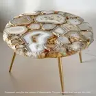 Live Edge Side Table, White Agate Coffee Table, Modern Living Room Furniture