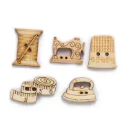 Mixed Shape Wooden Buttons - Scrapbooking Sewing Crafts 2-Hole Buttons 50 Pieces