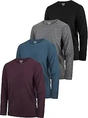 [HXP] 4 Pack Boys Long Sleeve Shirts Dry Fit Athletic T Shirts Boys' Activewear Quick-Dry Clothes Tees for Youth Teens