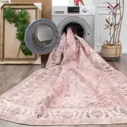 Deal Extra Large Rug Pink Blue Grey Runner Distressed Retro Washable Soft Carpet
