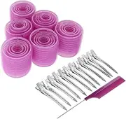 TOGEVAL 1 Set Jumbo Hair Curlers Set with Clips and Comb Heatless Curlers for All Hair Types Long Medium Short Thick Lightweight Rollers for Volume Styling Purple