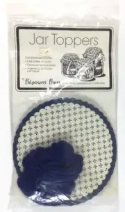Jar Toppers Potpourri Press Decorative Canning Gift Yarn Labels Blue Dots Vtg