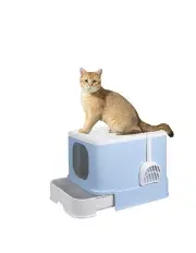 [PaWz] Litter Box Fully Enclosed Kitty Toilet in Blue