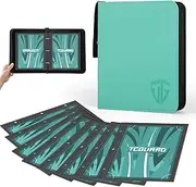 TCGUARD Scrapbook Large for Jumbo Card, PU Material with Zip Jumbo Card Binder for up to 100 XXL Cards, 15.5 x 21 cm for Oversized Cards e.g. VMAX, V or EX, Promo Cards GX Vere etc. Green