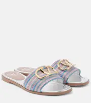 [Valentino Garavani] Valentino Garavani VLogo metallic leather slides AU 7 multicoloured