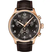 TISSOT 天梭 韻馳系列 Chrono XL計時手錶-灰x玫塊金框/45mm T1166173605701