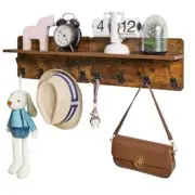 Coat Rack Shelf Wall Mounted Wooden Coat Hooks Set of 2 Entryway Coat Hanger ...