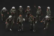 FLOZ Chinese ground service pilots 10 green Soldiers in a set 1/72 Resin model