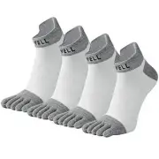 Cotton Toe Socks Five Finger Socks No Show Crew Athletic 7-11 White(4 Pairs)
