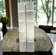Agate Bookends Crystal Geode Center Natural Stone Book End Bookshelf Decor (RE)