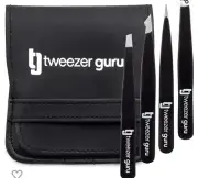 Tweezer Guru Eyebrow Tweezer Set (4-Piece) tick removal