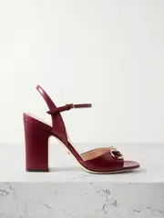 [Gucci] Gucci - Lady Horsebit-detailed Leather Sandals - Burgundy - IT38 IT 38 Burgundy