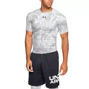 NWT men's XL Under Armour HeatGear Compression Camo SS Shirt White Gray 1345722