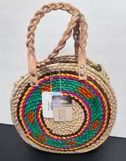 Bay Sky San Diego Hat Womens STRAW BAG Double Handle Vibrant Boho Coastal NEW