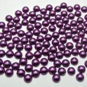 1000 Dark Purple Half Pearl Bead 6mm Flat Back Scrapbook Craft