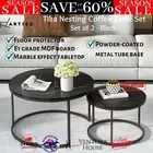 Artiss Nesting Coffee Tables Set of 2 Tika Marble-effect Top Metal Base Black
