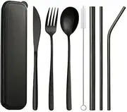 8PCS Premium Cutlery Travel (Portable) Set Stainless Steel (Knife, Fork, Spoon), Ideal for Travel, in Black, Rose Gold, Colorful Options