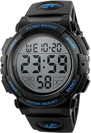 [SKMEI] Men's Digital Sport Watch Waterproof Led Electronic Military Wrist Watch with Alarm Stopwatch Calendar Date Window ? Blue