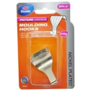 ZENITH 4Pcs Moulding Hooks Nickel Plated 10Kg To Hanging Pictures Over Rail