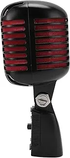 Dynamic Mic, Cardioid Pickup Adjustable Mount Retro Dynamic Vocal Microphone, Crystal Clear Sound, Shockproof, Zinc Alloy, Great for Speeches and Performances (Black)