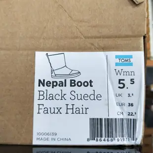 二手  TOMS  尼泊爾毛絨 雪靴 女款 10006139 BLACK 女鞋