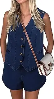 [Nitzana] Denim 2 Piece Sets for Women Summer Denim Outfit Matching Sets Jeans Sets Sleeveless Vest Two Piece Outfits 2025