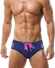 [Happy Cherry] Mens Swim Briefs with Pouch Quick-Dry Elastic Comfortable Beach Swimwear Tag 2XL=Us XL