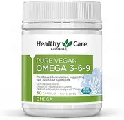 Healthy Care Pure Vegan Omega 3-6-9 Capsules, green, 60 Count (Pack of 1)