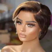 Short Bob Wig Pixie Cut Wig Human Hair Wig 13X4 Transparent Lace Frontal Wig