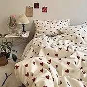 Heart Comforter Set, Valentine’s Day Bedding, Cute Zipper Duvet, Valentine’s Comforter Set, Soft Bedding Set with Quilt Cover, Bed Sheet, and Pillowcase for Home or Valentine’s Day