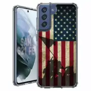For Samsung Galaxy S20 S21 S23 S24 FE 5g TPU Case+Glass(Grunge Veteran Flag)